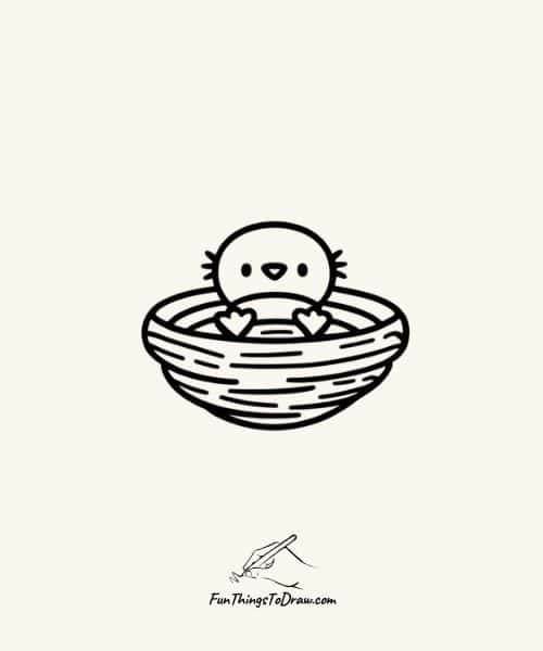 easy drawing of Bird's nest