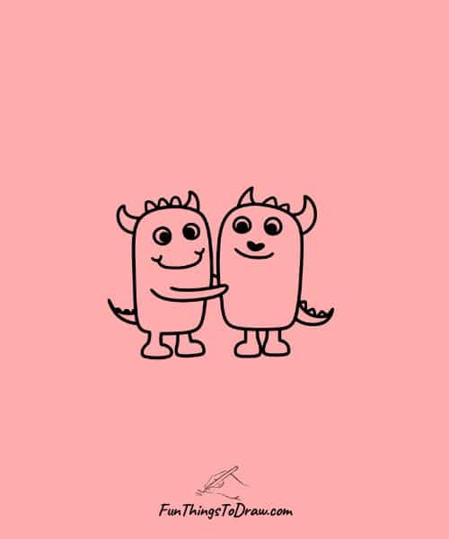 Cute drawing of Cute love monsters