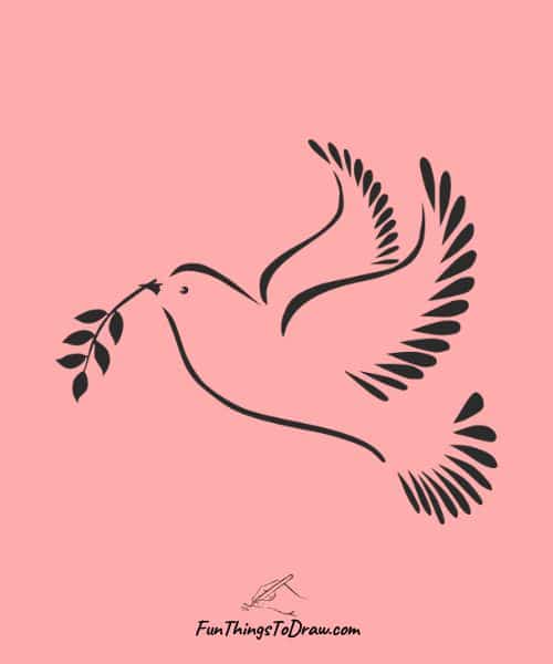 Doves carrying olive branches drawing
