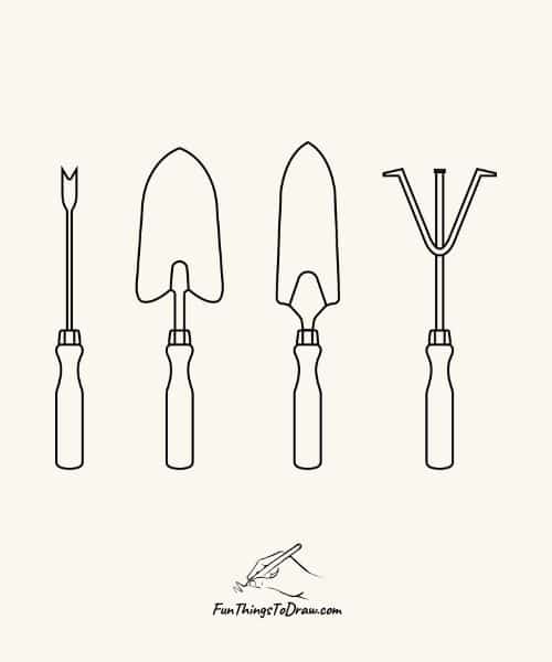 Garden tools drawing: March Drawing Ideas