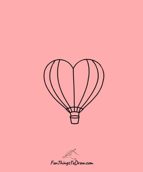 Drawing of Heart-shaped Hot Air Balloon