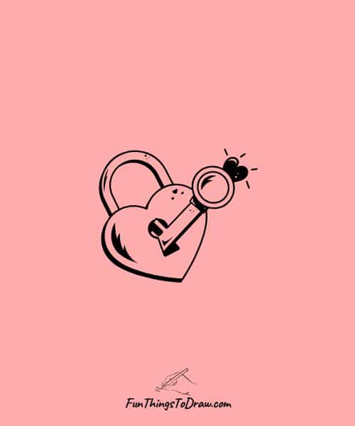 Cute drawing of a love lock