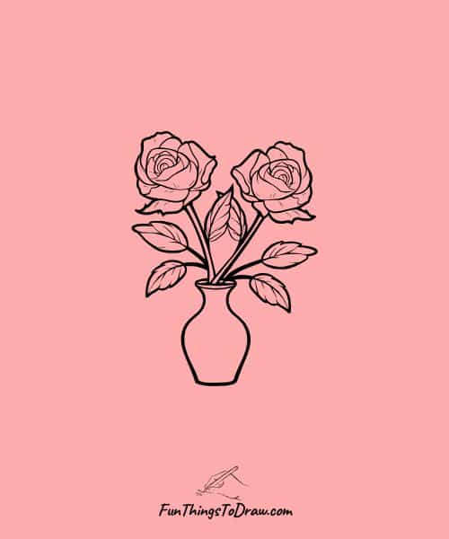 Drawing of Roses in a vase
