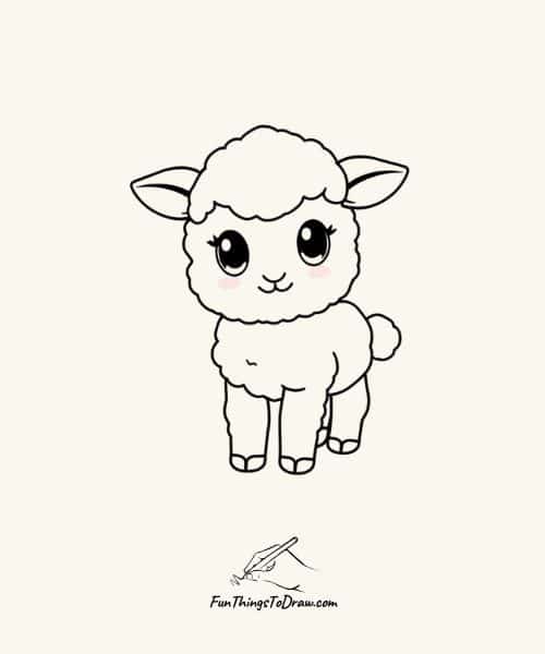 Spring lamb drawing cute