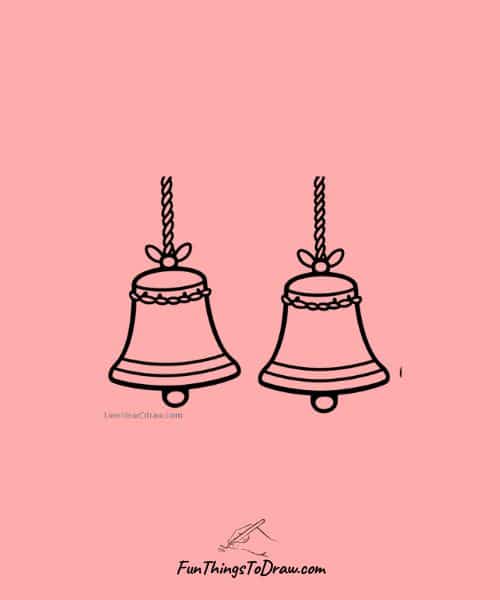Drawing of Traditional New Year's bells with decorative ropes
