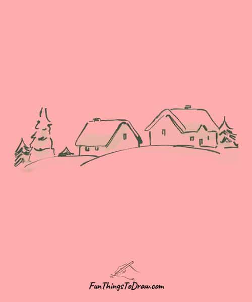 Winter scene drawing