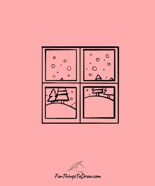 Winter season from a window drawing