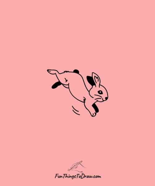 drawing of rabbit leaping through snow
