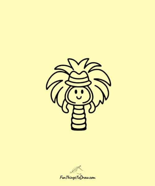 Drawing of Palm Tree Wearing Hat