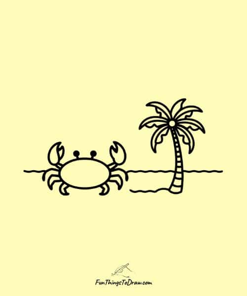Crab Near Palm Tree | March Drawing Ideas