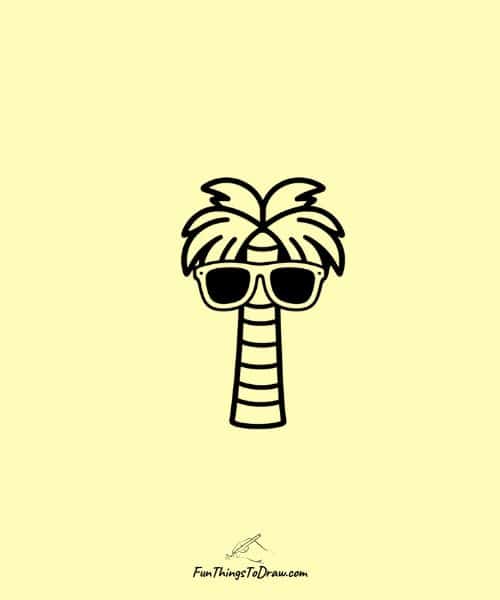 Palm Tree Wearing Sunglasses Drawing