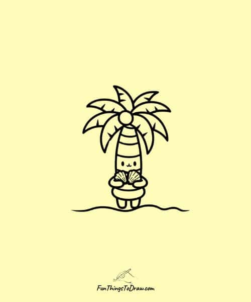 Drawing of Palm tree holding sea shells