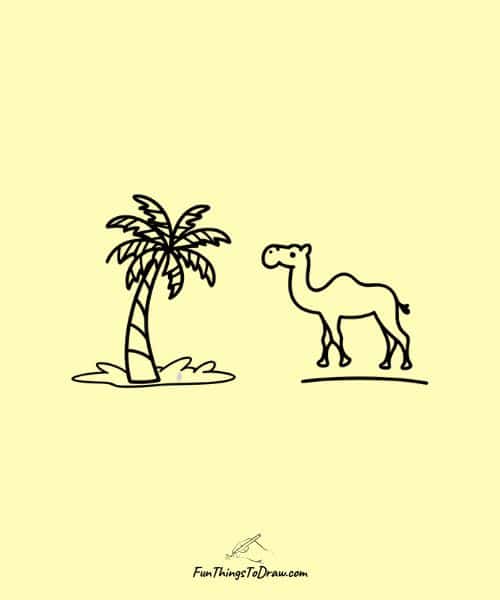 Easy Drawing of Palm tree with camel
