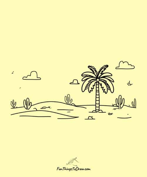 Palm tree with desert vibes (palm tree drawings)