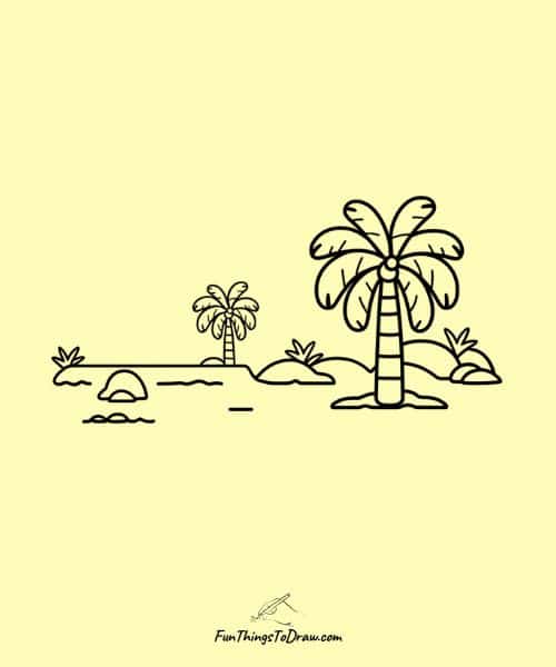 Simple Drawing of Palm tree with oasis 