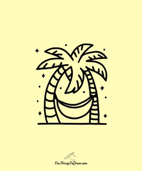 Drawing of Palm trees with hammock