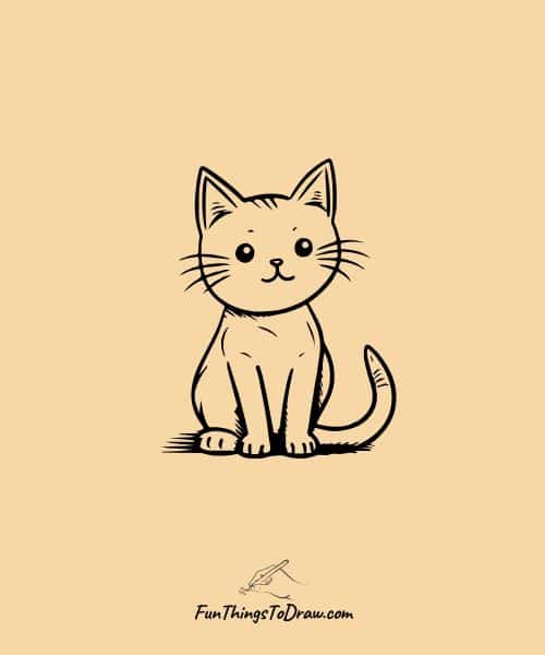 Drawing of a sitting cat