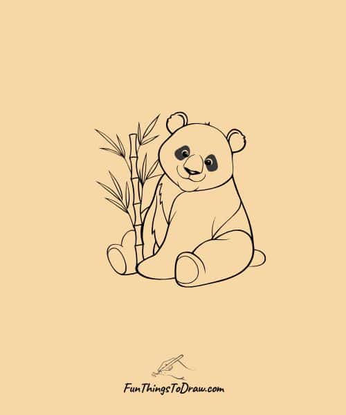 Drawing of Panda with bamboo