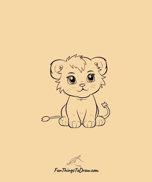 cute lion cub drawing