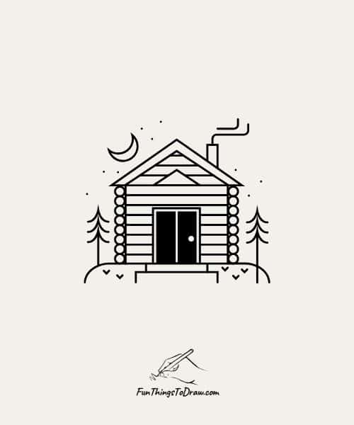 Drawing of Cabin in the woods