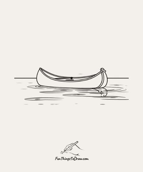 Drawing of Canoe on a lake