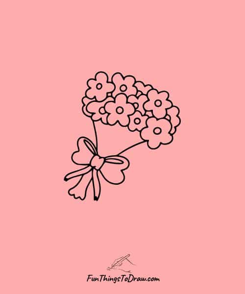 Drawing of Cute Flower Bouquet