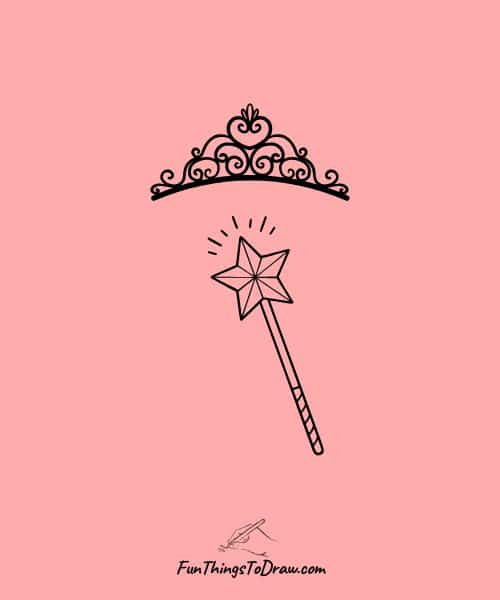 Drawing for girls (Fairy Wand and Crown)