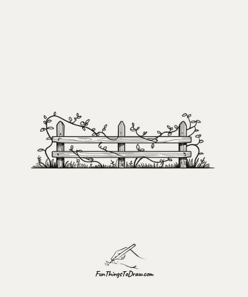 Drawing of Fence With Vines