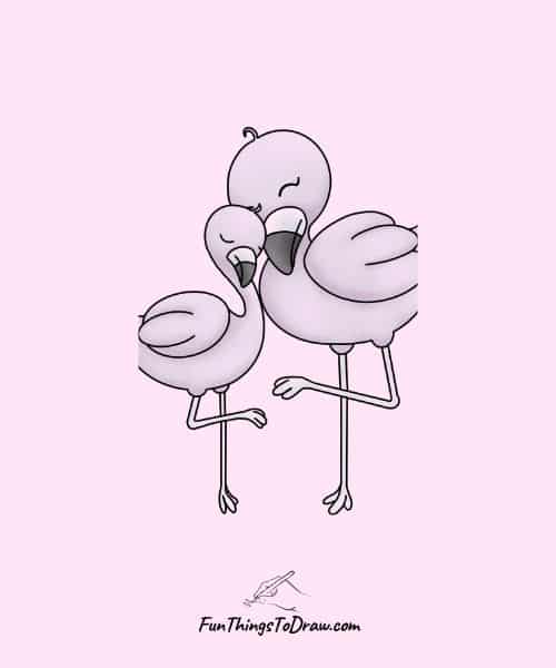 Drawing of Flamingo mama with her chick