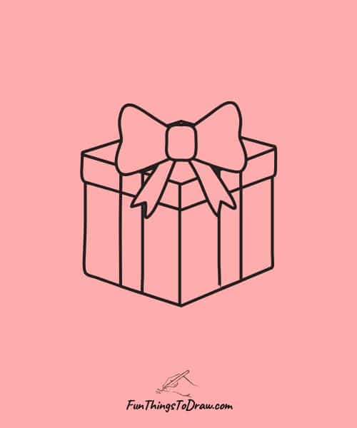 Cool Drawing of Gift Box with a Big Bow