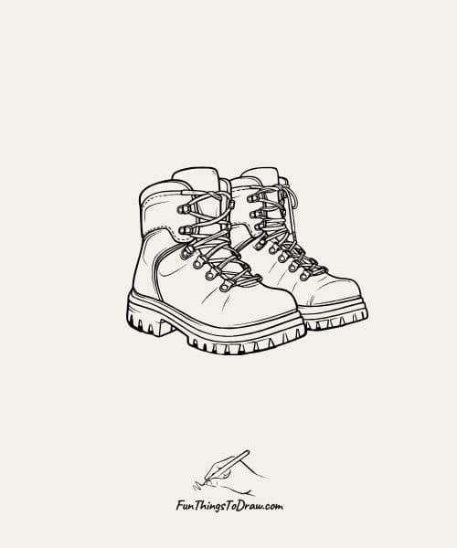 Drawing of Hiking boots
