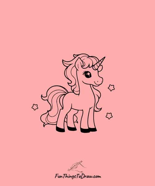 Drawing of a cute unicorn