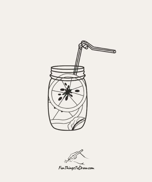 Drawing of Lemonade in a mason jar