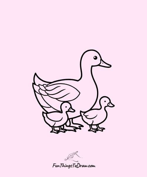 Drawing of Mother Duck with Ducklings