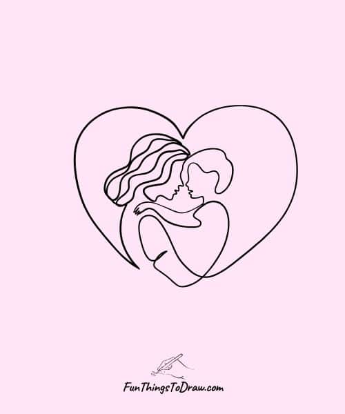 Mother and child inside a heart frame