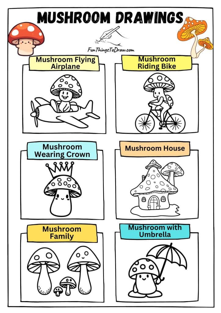 Easy Cute Mushroom Drawing Ideas