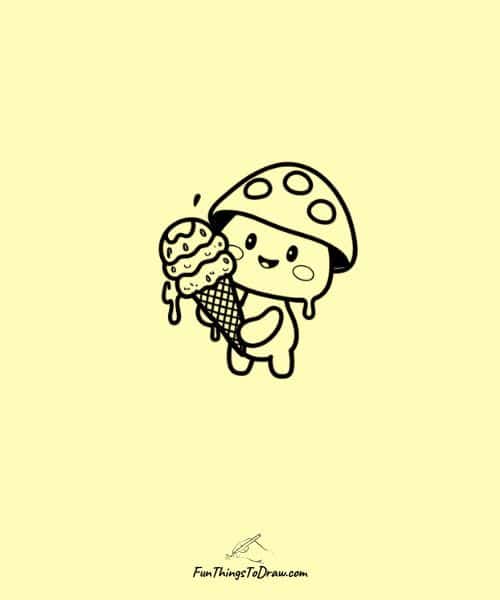 Mushroom holding ice cream cone