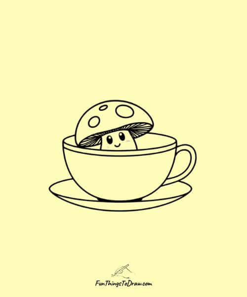Drawing of Mushroom in a teacup