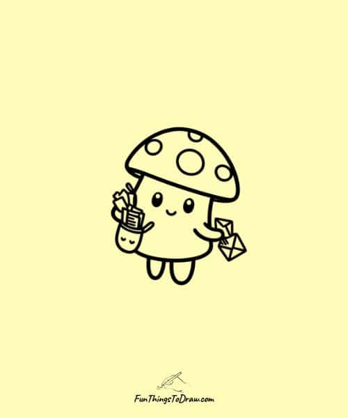 Mushroom mailman delivering letters