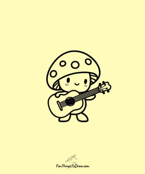 Mushroom playing guitar - Easy Mushroom Drawing Ideas