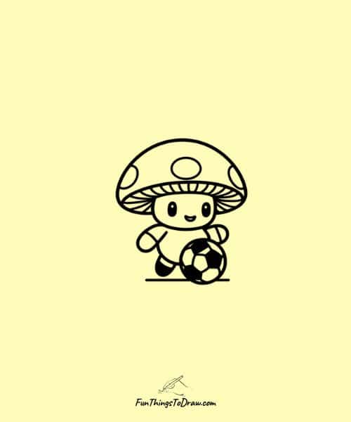 Drawing of Mushroom playing soccer