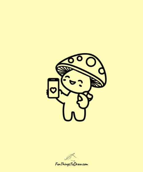 drawing of Mushroom taking a selfie