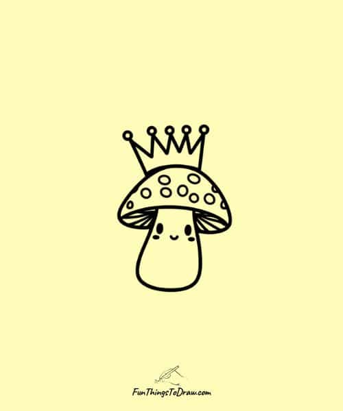 Mushroom wearing a crown - cool mushroom drawing ideas