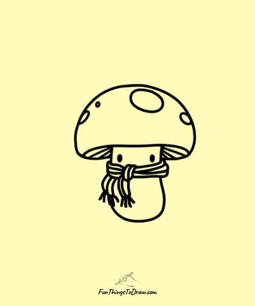 Drawing of Mushroom wearing a scarf