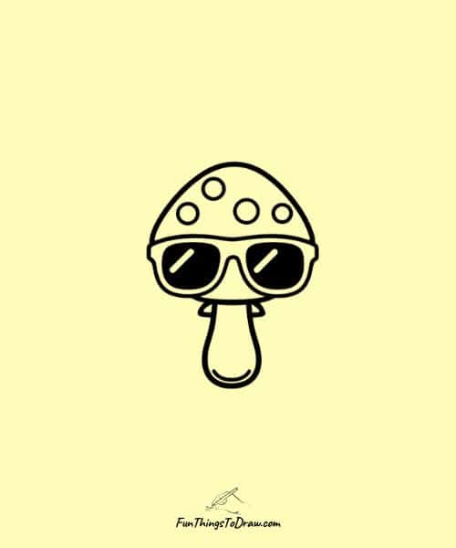 Mushroom wearing sunglasses drawing