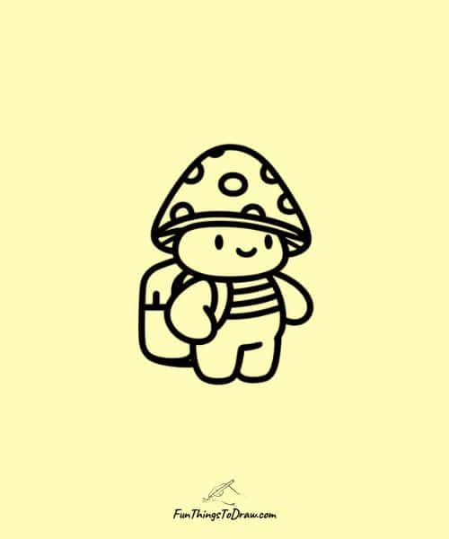 Drawing of Mushroom with a backpack