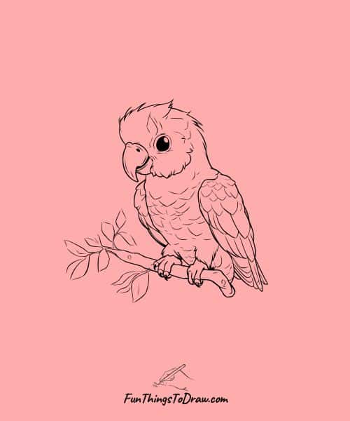 Drawing of a Parrot Sitting on a Branch