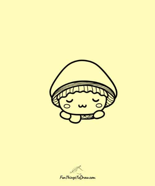 Sleeping mushroom with nightcap - easy mushroom drawing ideas