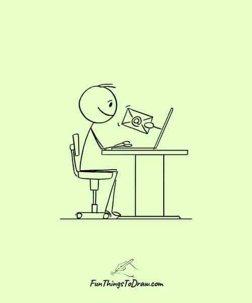 Stick Figure Receiving E-mail