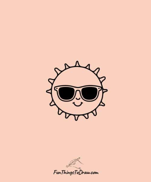 Drawing of Sun Wearing Sunglasses